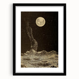 Vintage Moonlit Landscape Grunge Wall Art - Cosmic Grunge Canvas Print