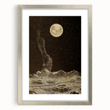 Vintage Moonlit Landscape Grunge Wall Art - Cosmic Grunge Canvas Print