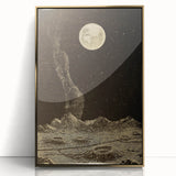 Vintage Moonlit Landscape Grunge Wall Art - Cosmic Grunge Canvas Print