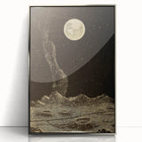 Vintage Moonlit Landscape Grunge Wall Art - Cosmic Grunge Canvas Print