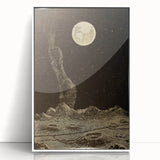 Vintage Moonlit Landscape Grunge Wall Art - Cosmic Grunge Canvas Print