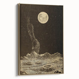 Vintage Moonlit Landscape Grunge Wall Art - Cosmic Grunge Canvas Print