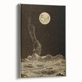 Vintage Moonlit Landscape Grunge Wall Art - Cosmic Grunge Canvas Print