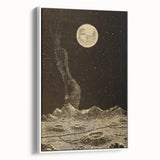 Vintage Moonlit Landscape Grunge Wall Art - Cosmic Grunge Canvas Print