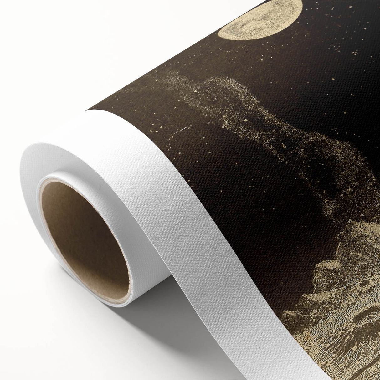 Vintage Moonlit Landscape Grunge Wall Art - Cosmic Grunge Canvas Print