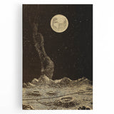 Vintage Moonlit Landscape Grunge Wall Art - Cosmic Grunge Canvas Print