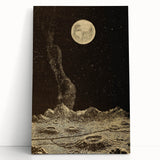 Vintage Moonlit Landscape Grunge Wall Art - Cosmic Grunge Canvas Print