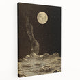 Vintage Moonlit Landscape Grunge Wall Art - Cosmic Grunge Canvas Print