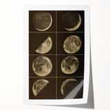 Phases of the Moon Grunge Wall Art - Vintage Lunar Grunge Canvas Print