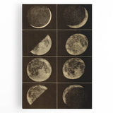 Phases of the Moon Grunge Wall Art - Vintage Lunar Grunge Canvas Print