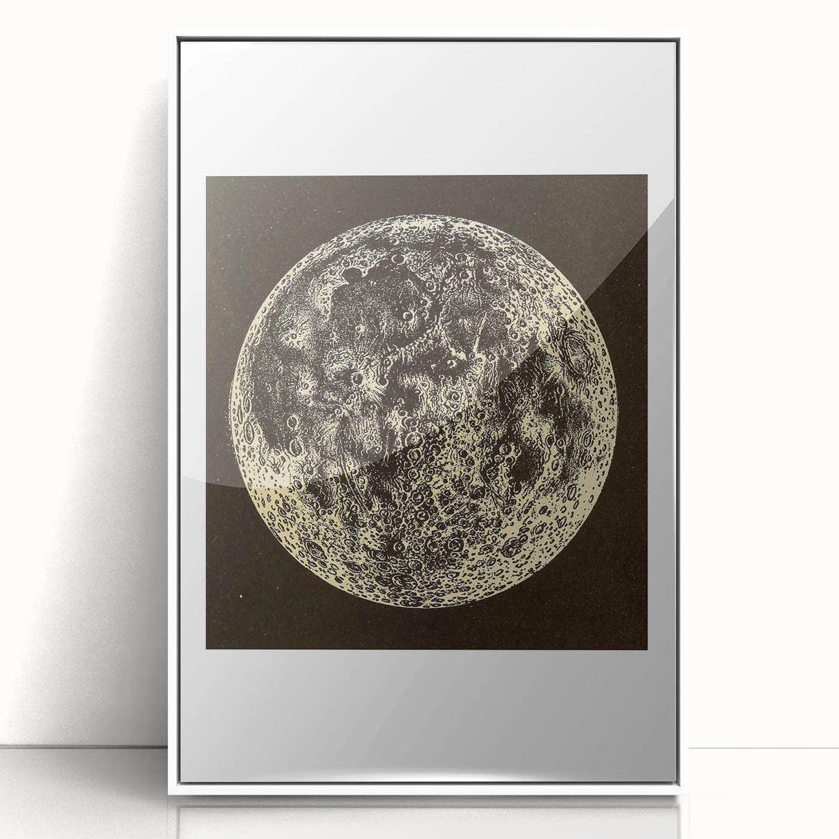 Grunge Wall Art | Abstract Grunge Moon Design | Vintage Grunge Canvas Print