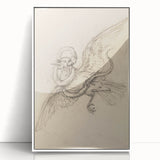 Grunge Wall Art | Vintage Grunge Bird Sketch | Abstract Grunge Aesthetic