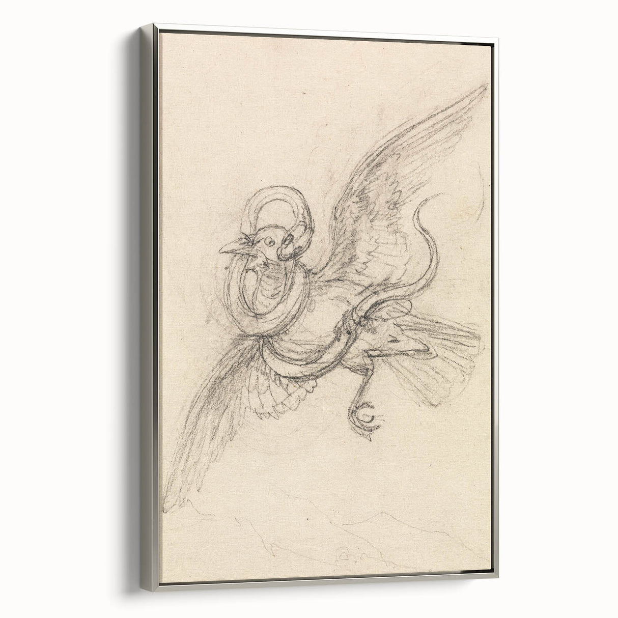 Grunge Wall Art | Vintage Grunge Bird Sketch | Abstract Grunge Aesthetic