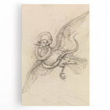 Grunge Wall Art | Vintage Grunge Bird Sketch | Abstract Grunge Aesthetic