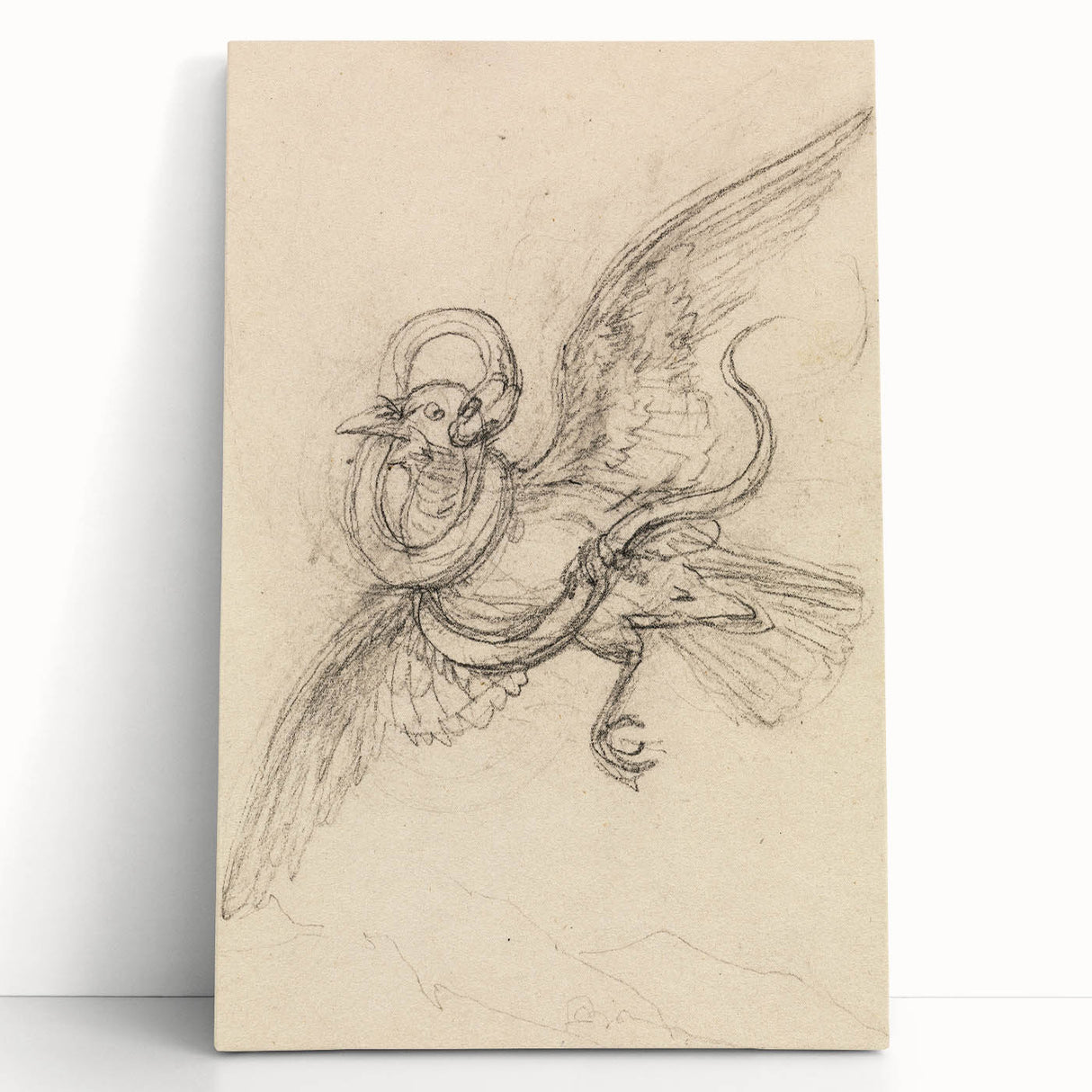 Grunge Wall Art | Vintage Grunge Bird Sketch | Abstract Grunge Aesthetic