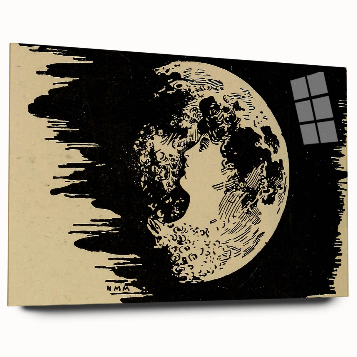 Grunge Wall Art Vintage Moon Sketch | Abstract Grunge Canvas Print