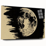 Grunge Wall Art Vintage Moon Sketch | Abstract Grunge Canvas Print