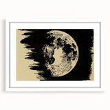 Grunge Wall Art Vintage Moon Sketch | Abstract Grunge Canvas Print