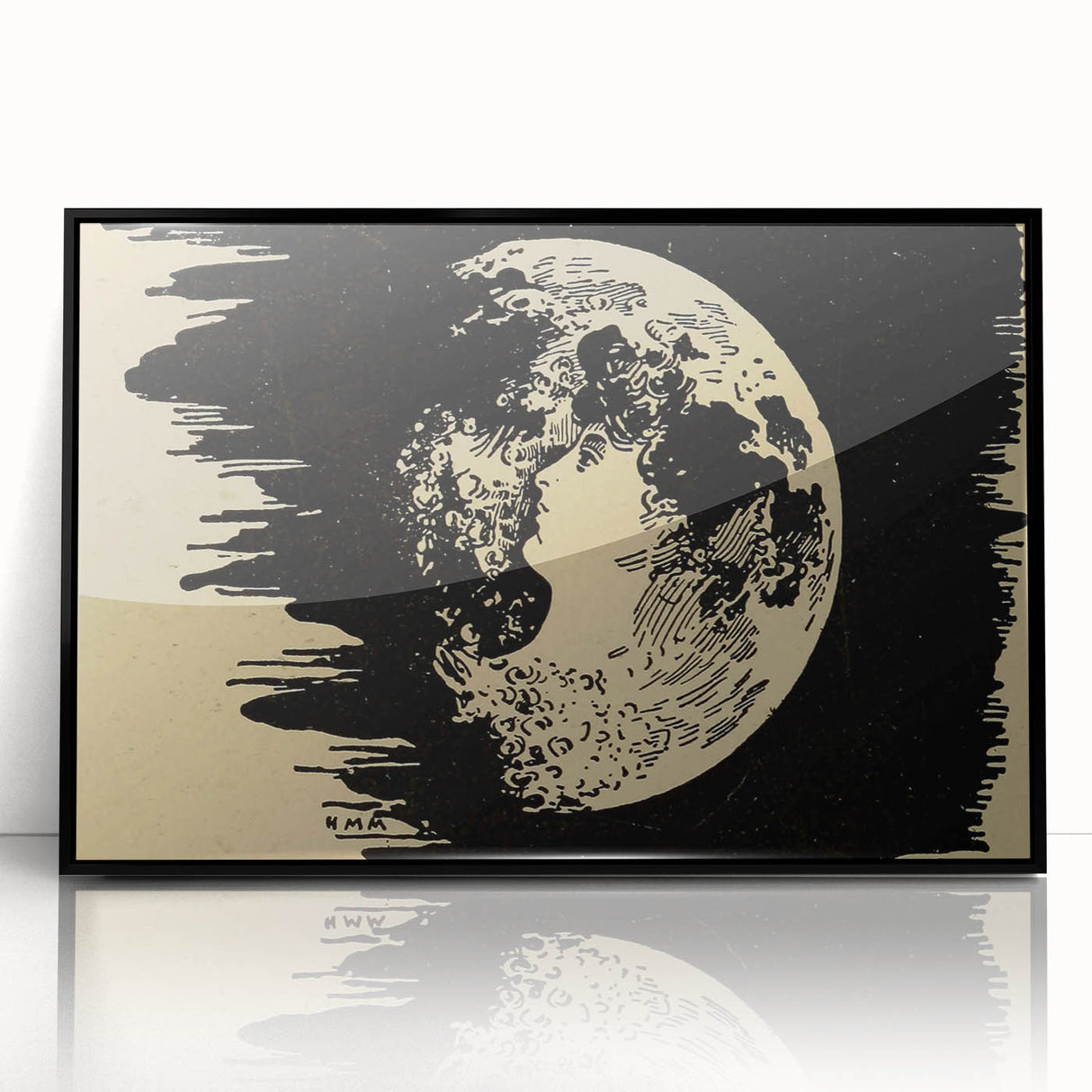 Grunge Wall Art Vintage Moon Sketch | Abstract Grunge Canvas Print