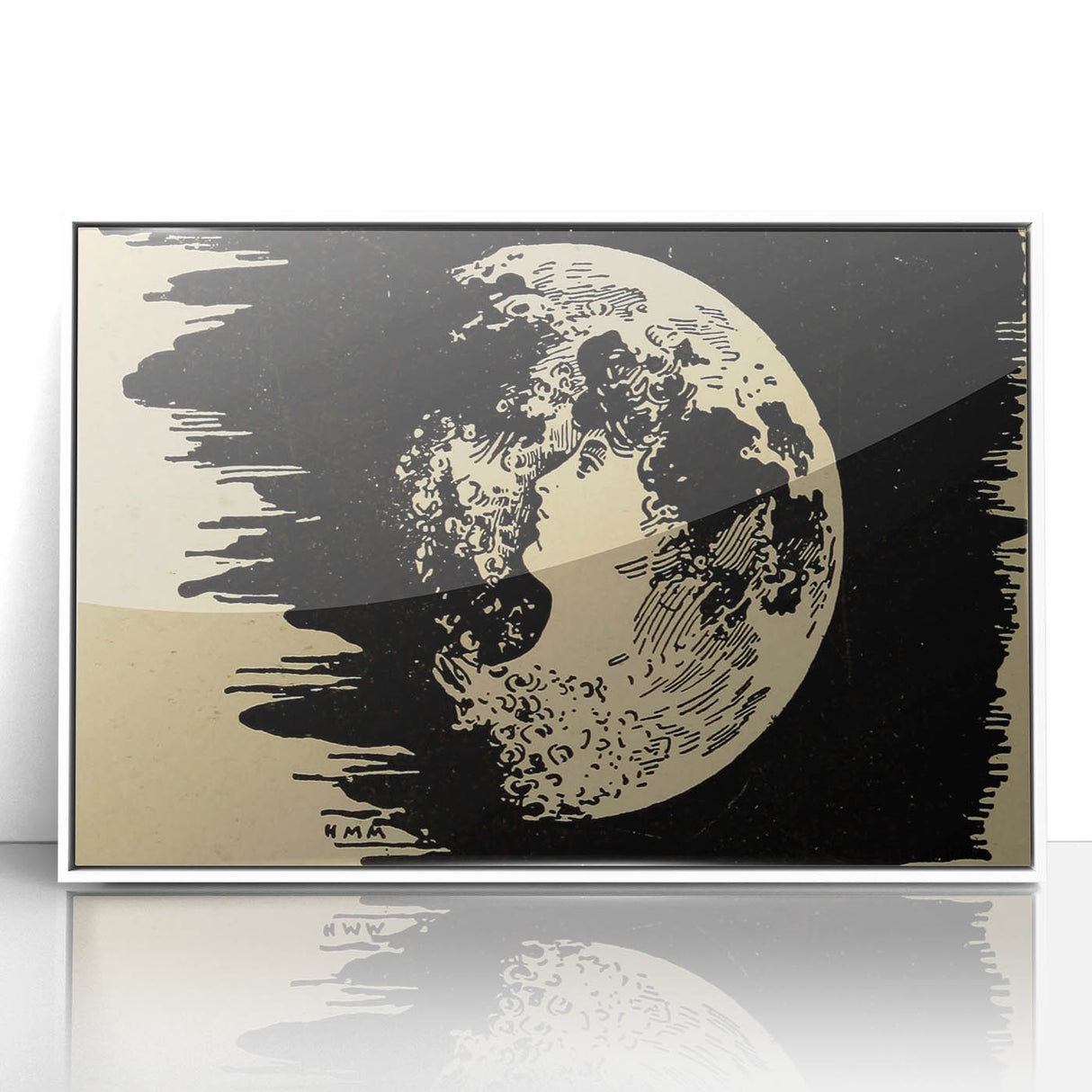 Grunge Wall Art Vintage Moon Sketch | Abstract Grunge Canvas Print