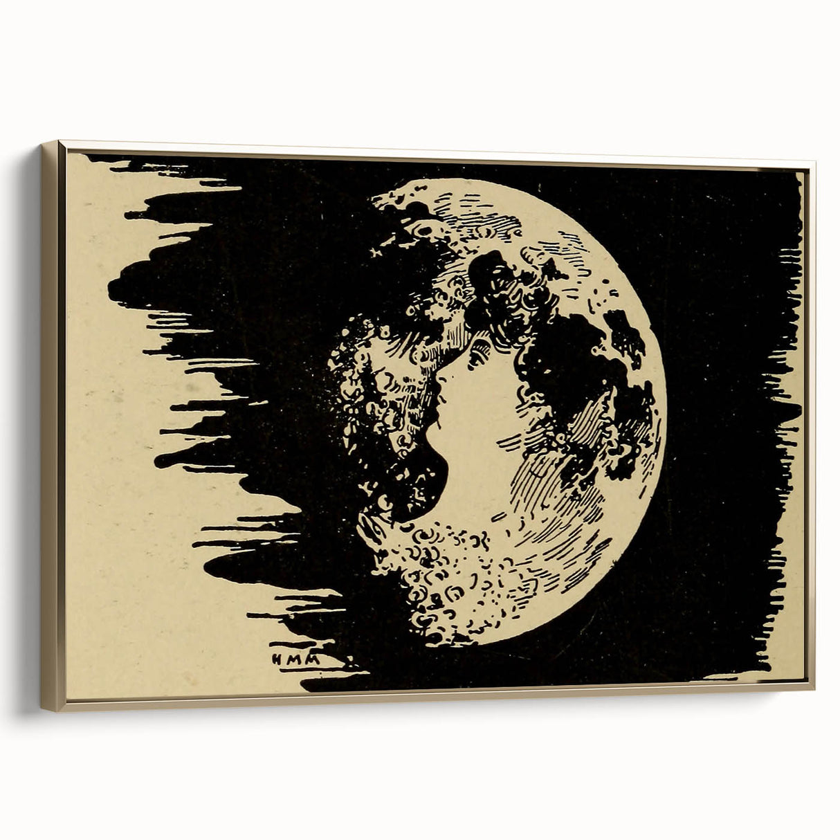 Grunge Wall Art Vintage Moon Sketch | Abstract Grunge Canvas Print