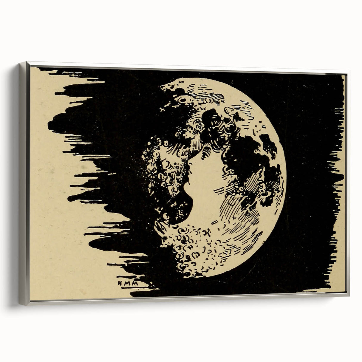 Grunge Wall Art Vintage Moon Sketch | Abstract Grunge Canvas Print