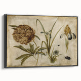 Grunge Wall Art: Botanical Insects Illustration | Vintage Grunge Canvas Print