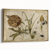 Grunge Wall Art: Botanical Insects Illustration | Vintage Grunge Canvas Print
