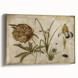 Grunge Wall Art: Botanical Insects Illustration | Vintage Grunge Canvas Print