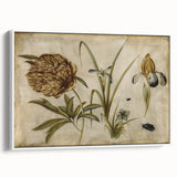 Grunge Wall Art: Botanical Insects Illustration | Vintage Grunge Canvas Print