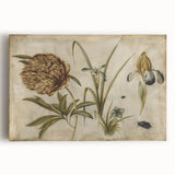 Grunge Wall Art: Botanical Insects Illustration | Vintage Grunge Canvas Print