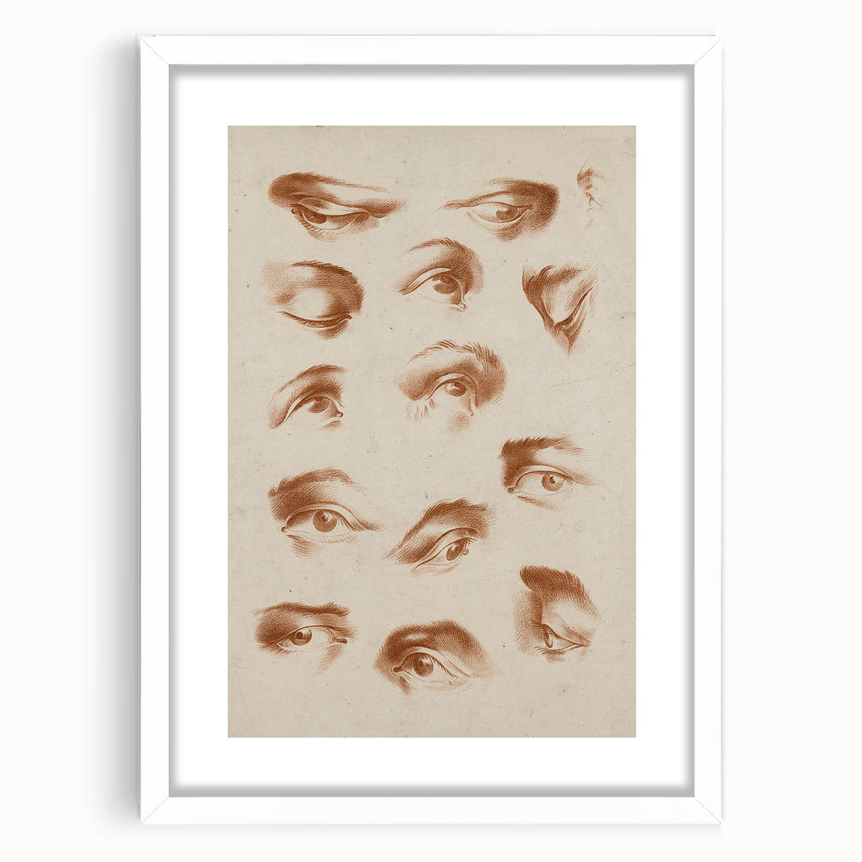 Grunge Wall Art | Vintage Eye Study Sketch | Abstract Grunge Canvas Print