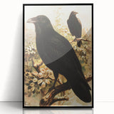 Grunge Wall Art | Vintage Raven Bird Sketch | Abstract Grunge Nature Print