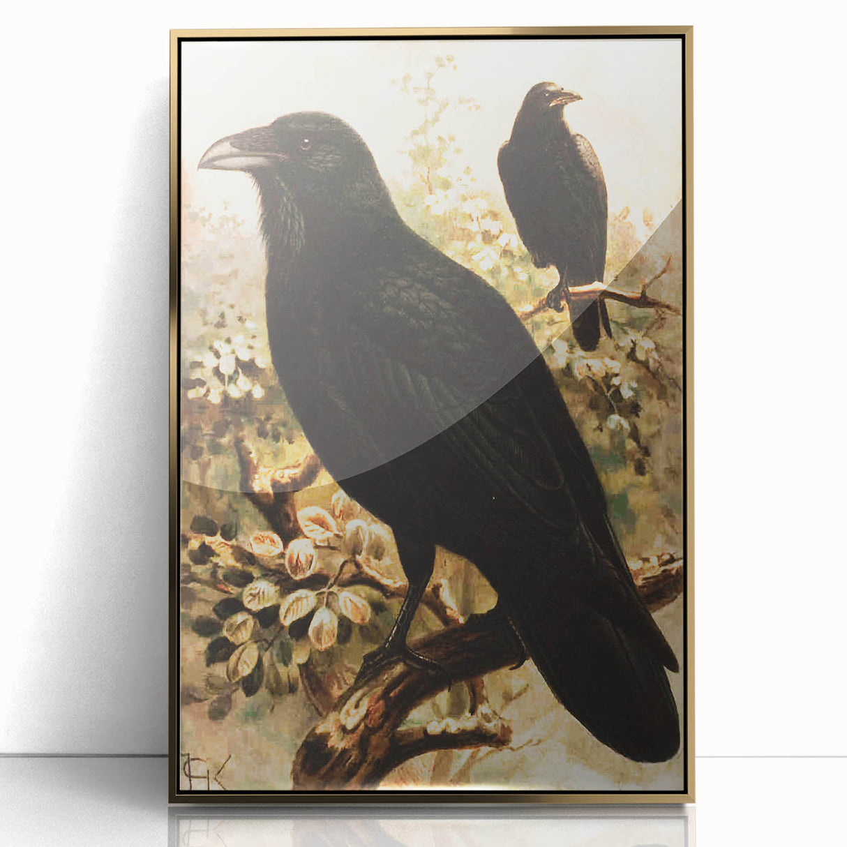 Grunge Wall Art | Vintage Raven Bird Sketch | Abstract Grunge Nature Print