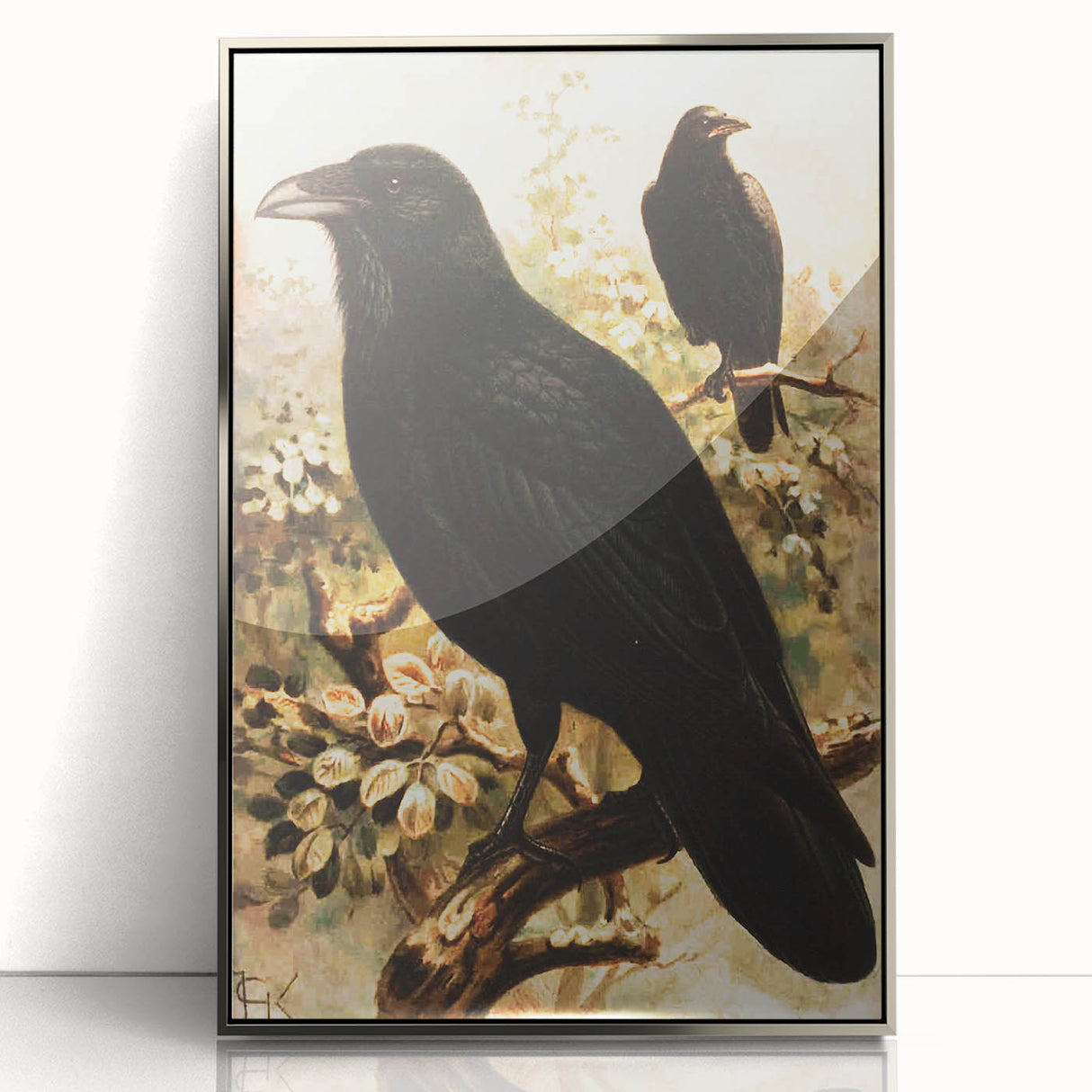 Grunge Wall Art | Vintage Raven Bird Sketch | Abstract Grunge Nature Print