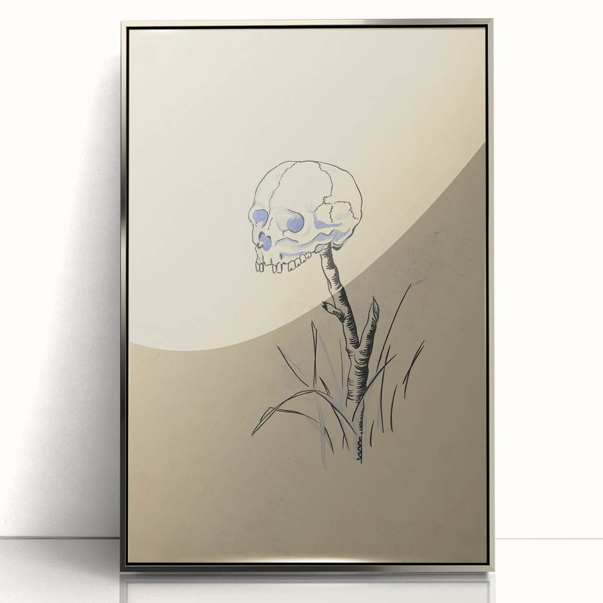 Grunge Wall Art | Vintage Skull on Stick Sketch | Abstract Grunge Print