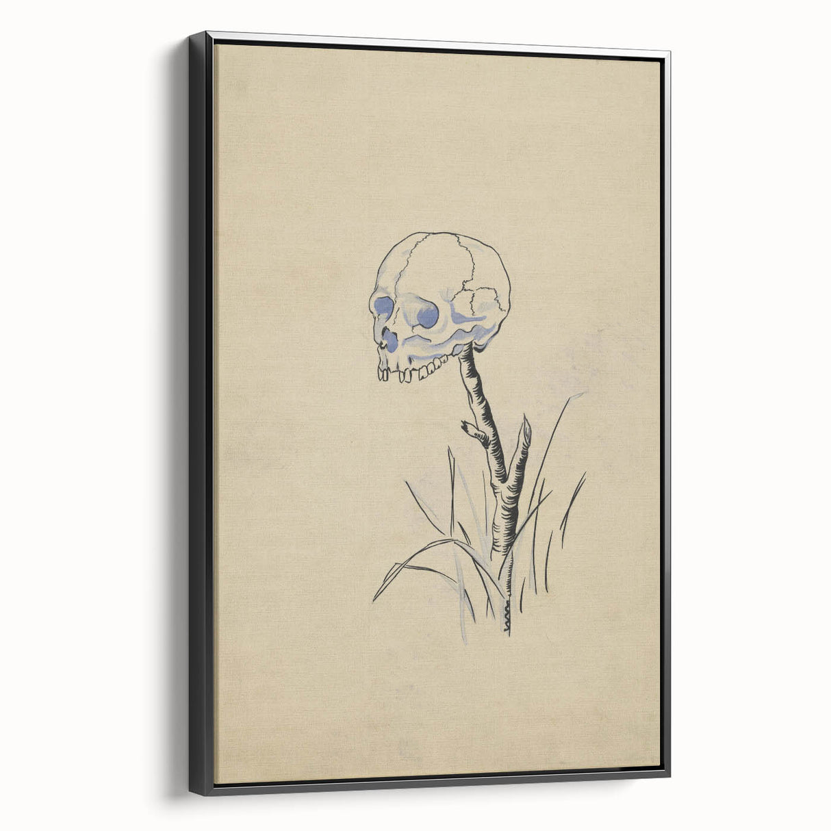 Grunge Wall Art | Vintage Skull on Stick Sketch | Abstract Grunge Print