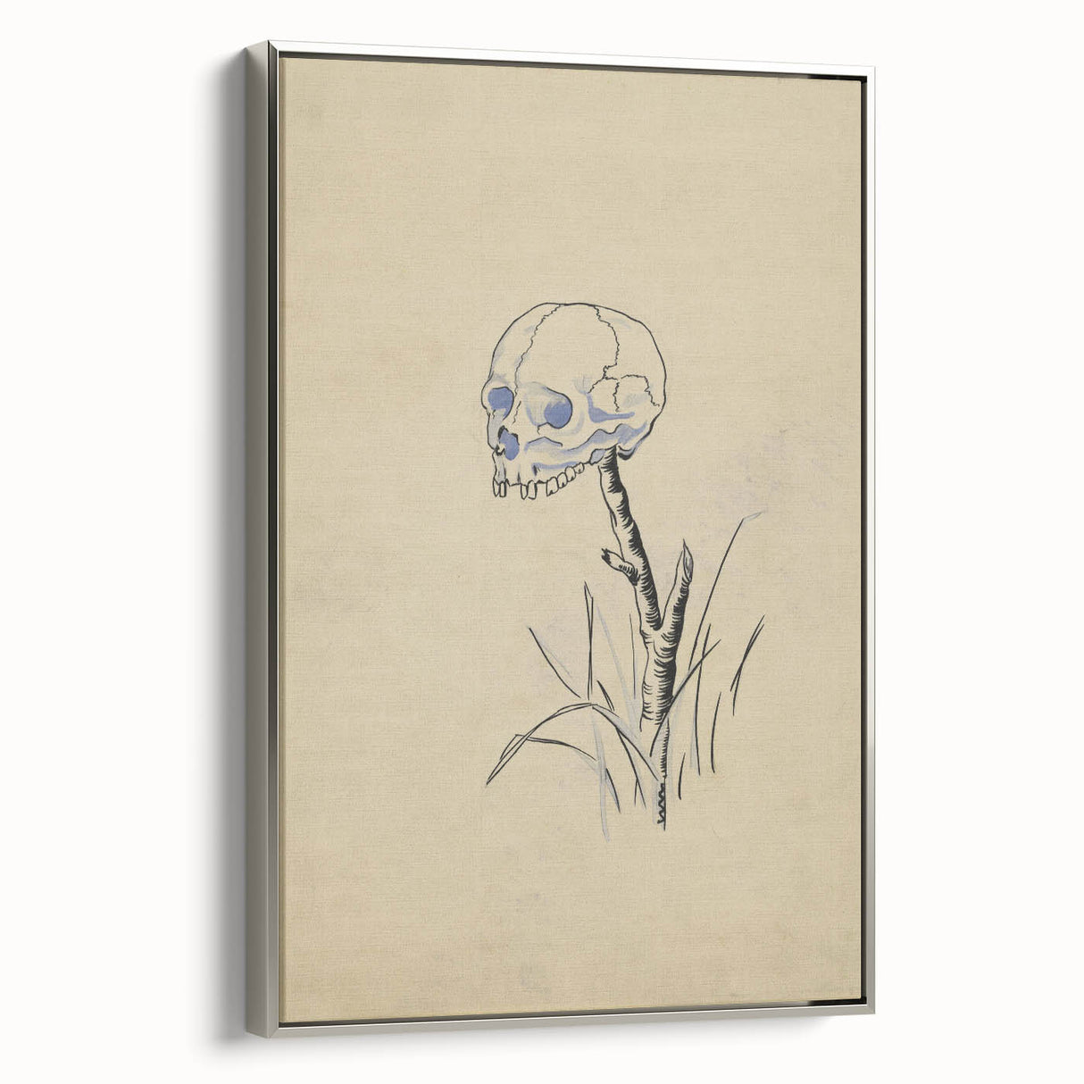 Grunge Wall Art | Vintage Skull on Stick Sketch | Abstract Grunge Print