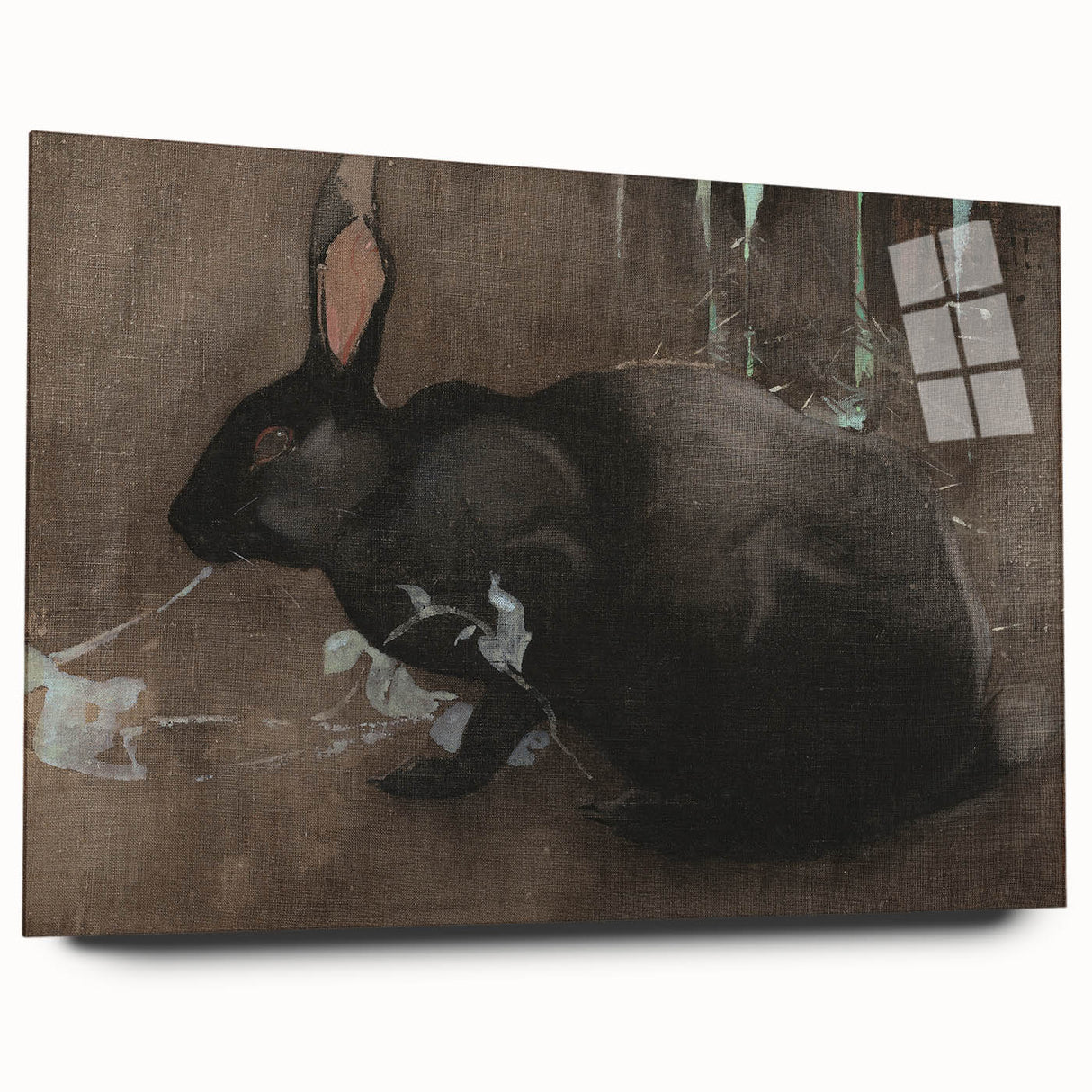 Grunge Wall Art: Black Rabbit Design | Vintage Grunge Canvas Print