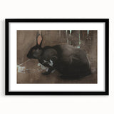 Grunge Wall Art: Black Rabbit Design | Vintage Grunge Canvas Print