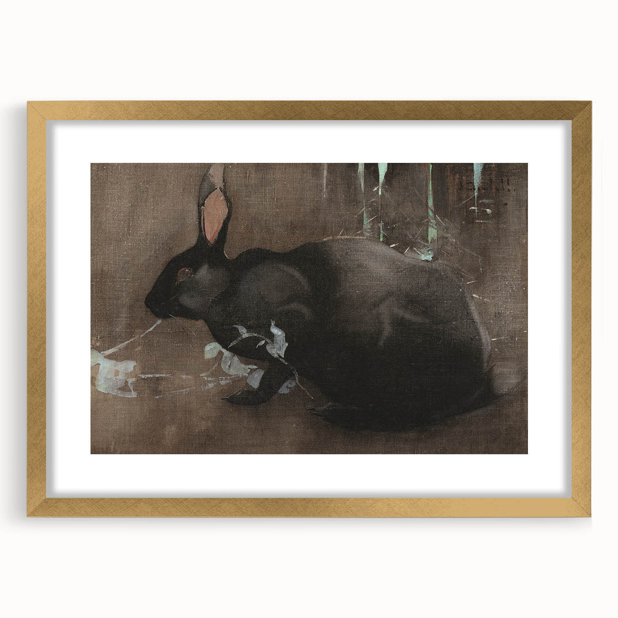 Grunge Wall Art: Black Rabbit Design | Vintage Grunge Canvas Print
