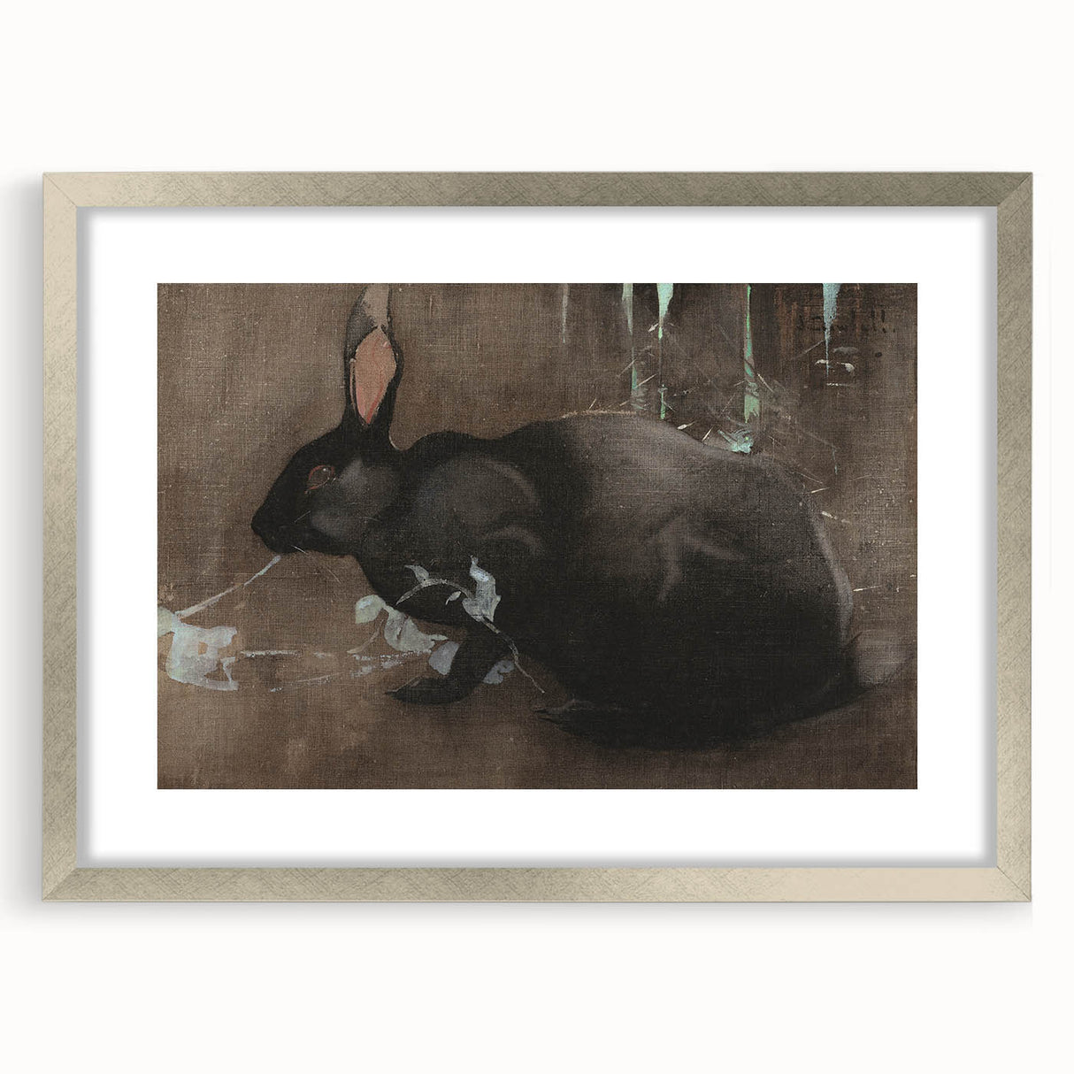 Grunge Wall Art: Black Rabbit Design | Vintage Grunge Canvas Print