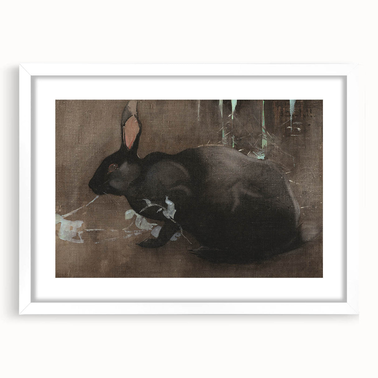 Grunge Wall Art: Black Rabbit Design | Vintage Grunge Canvas Print