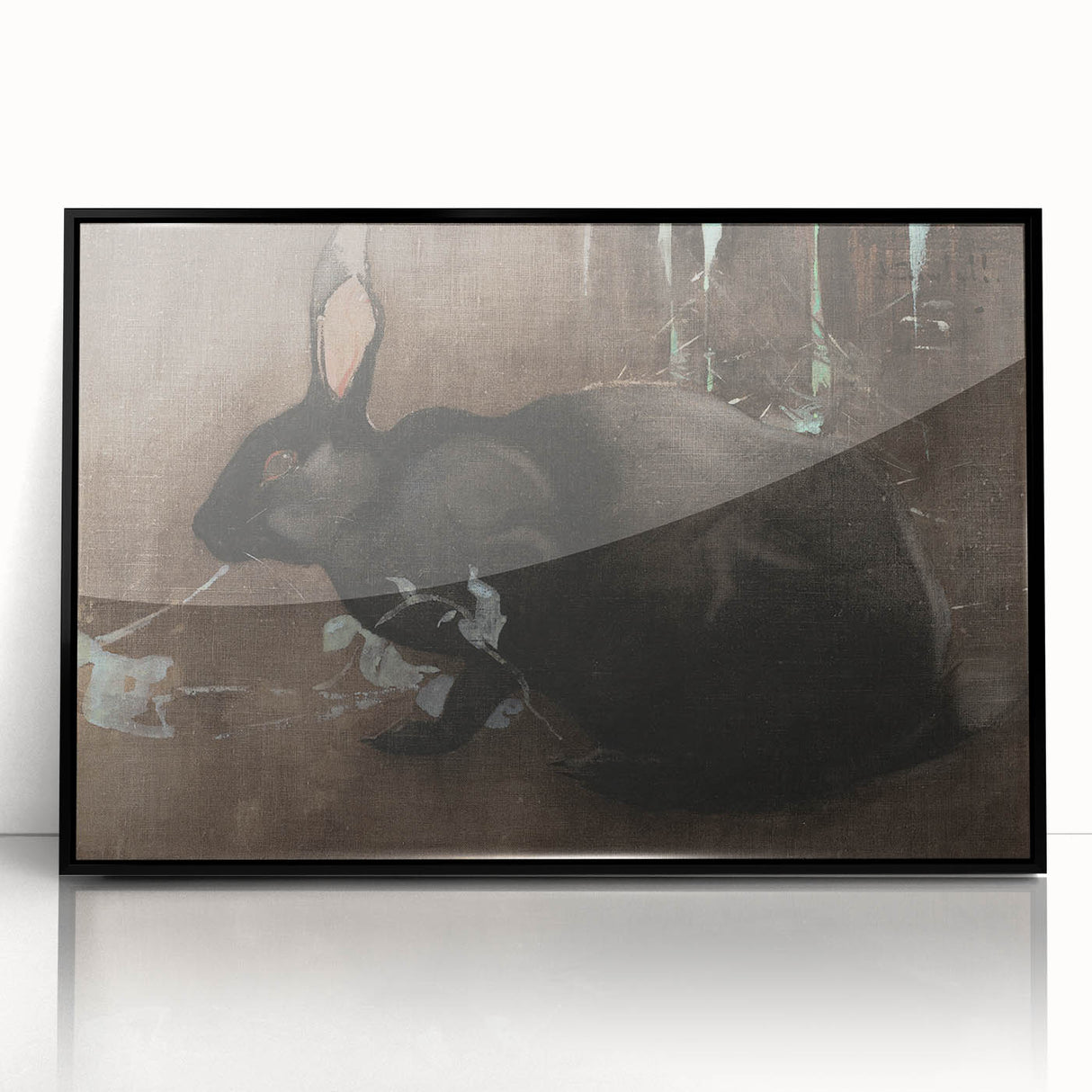 Grunge Wall Art: Black Rabbit Design | Vintage Grunge Canvas Print