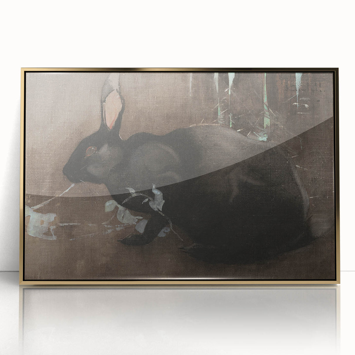 Grunge Wall Art: Black Rabbit Design | Vintage Grunge Canvas Print