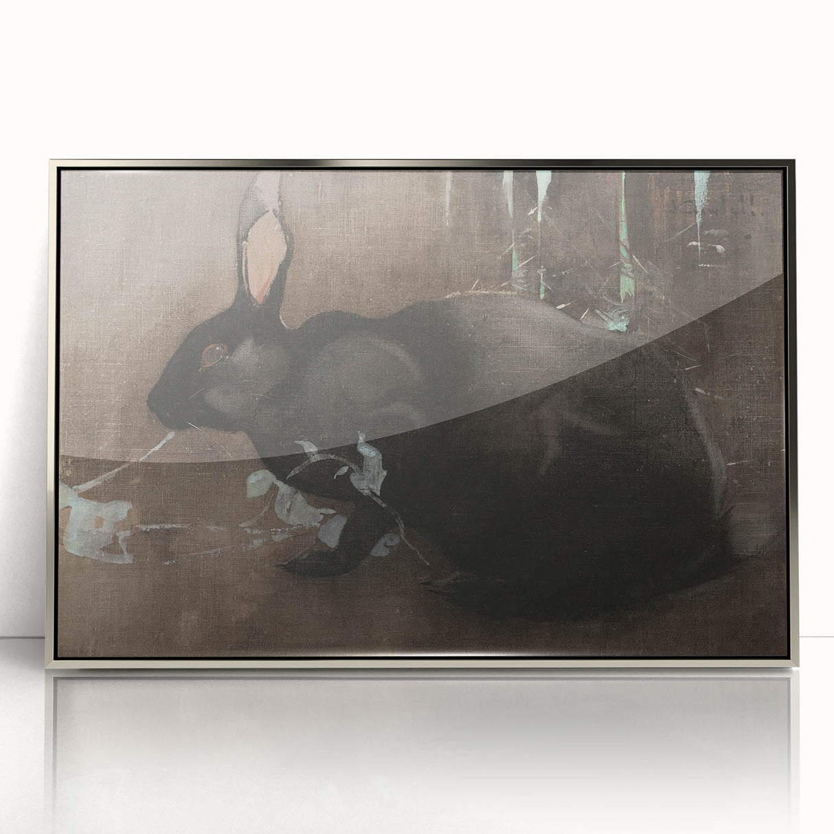 Grunge Wall Art: Black Rabbit Design | Vintage Grunge Canvas Print