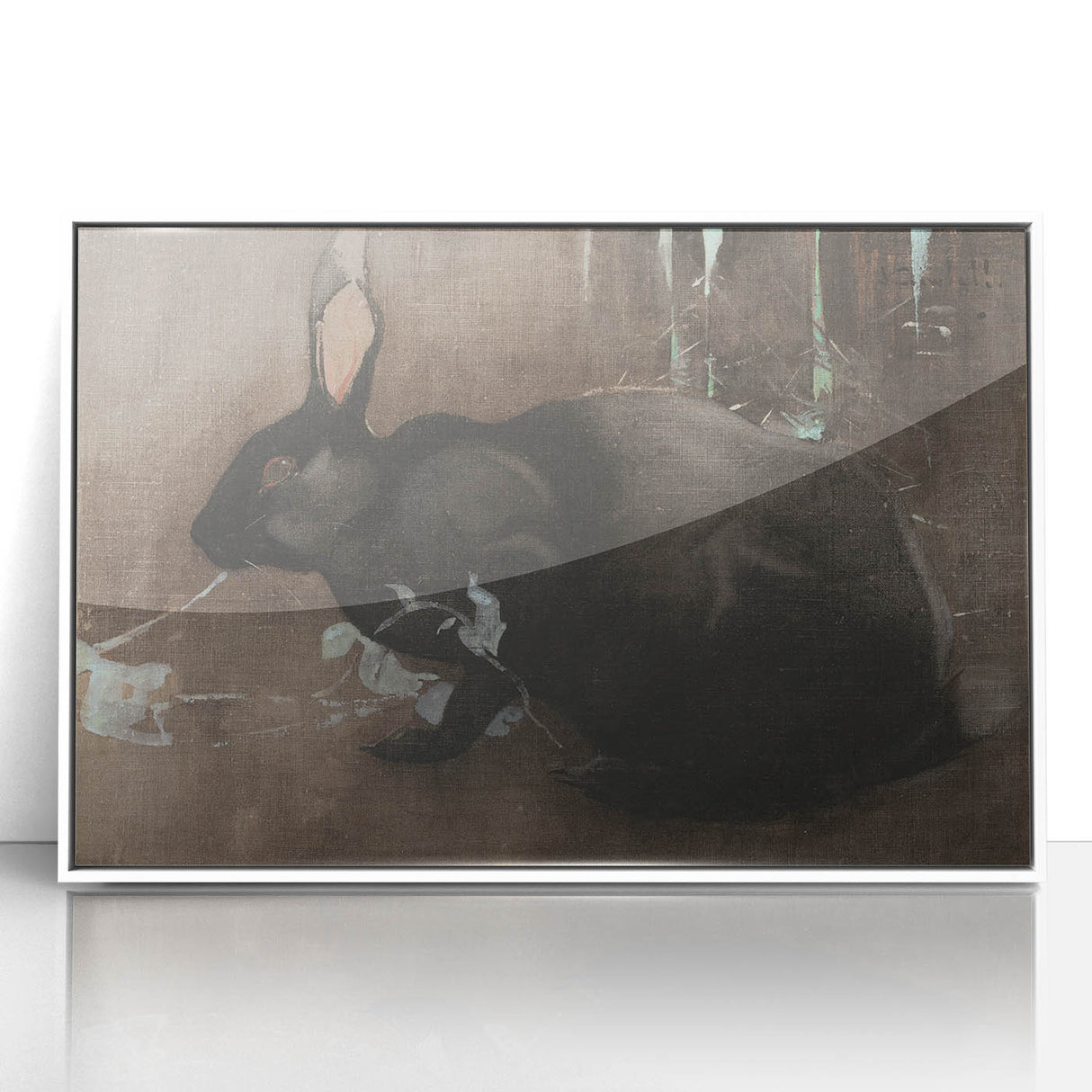 Grunge Wall Art: Black Rabbit Design | Vintage Grunge Canvas Print