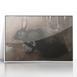 Grunge Wall Art: Black Rabbit Design | Vintage Grunge Canvas Print