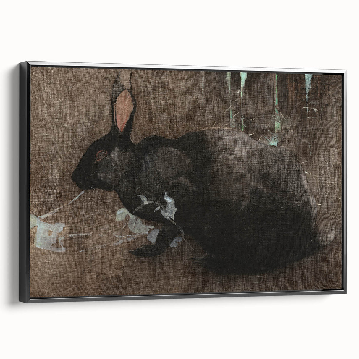 Grunge Wall Art: Black Rabbit Design | Vintage Grunge Canvas Print
