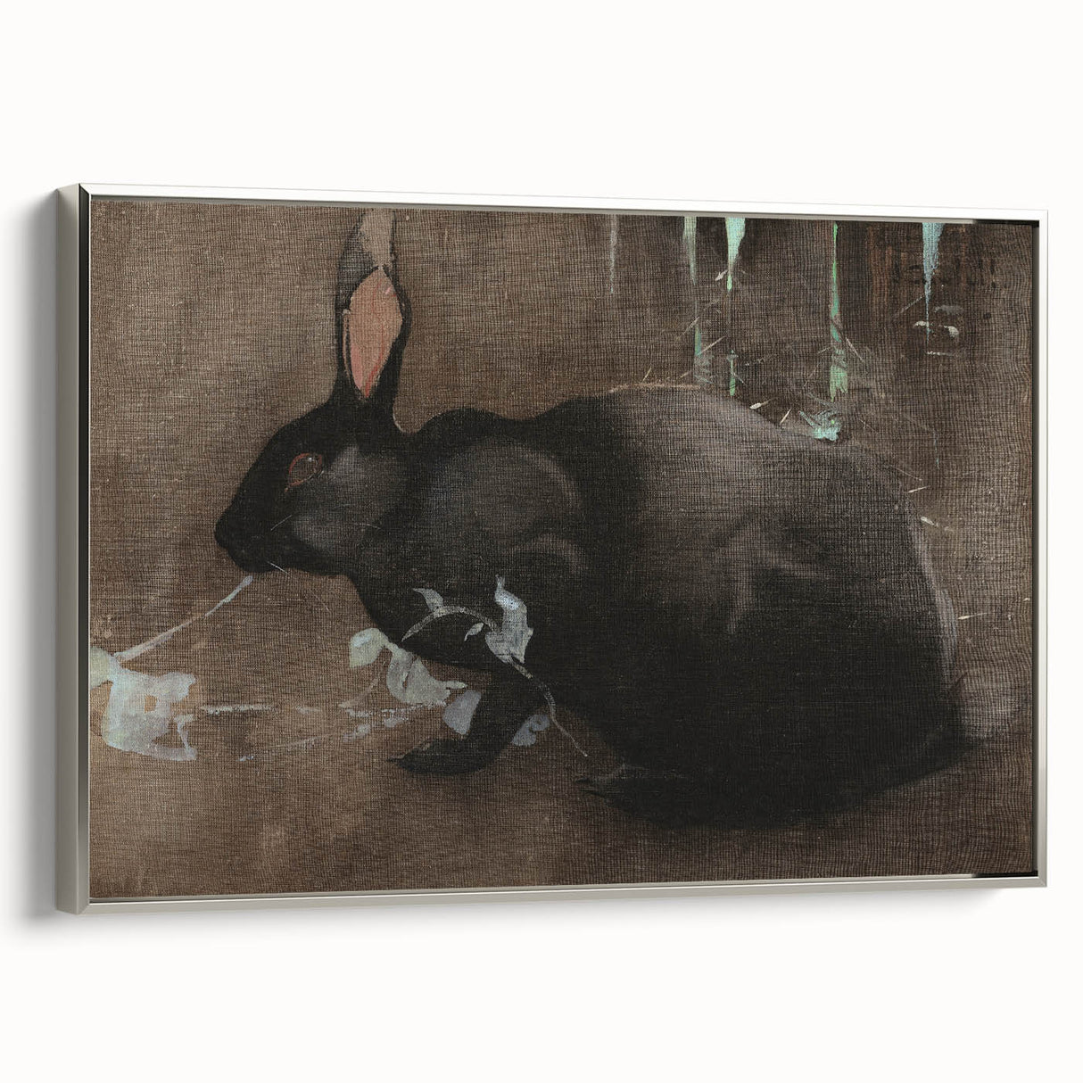 Grunge Wall Art: Black Rabbit Design | Vintage Grunge Canvas Print